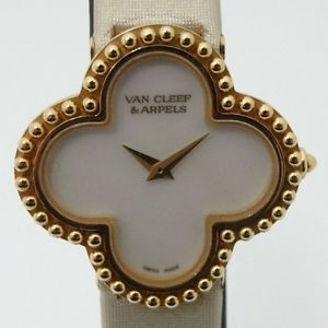 Auth VanCleef&Arpels Alhambra watch  Women's Quartz K18YG&Satin 139717