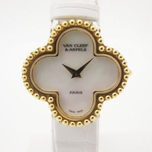 Auth VanCleef&Arpels Alhambra watch  Women's Quartz K18YG&Leather 108827