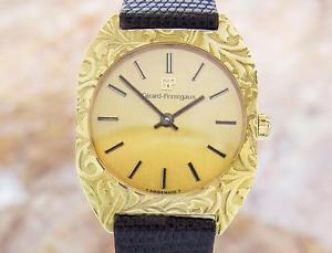 Girard Perregaux 18k Gold Carved Case Mens Swiss Made Vintage 1970s Watch (Dx41)