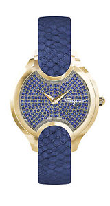 Ferragamo Women's FIZ160015 Signature Blue Sapphires Gold IP Leather Wristwatch