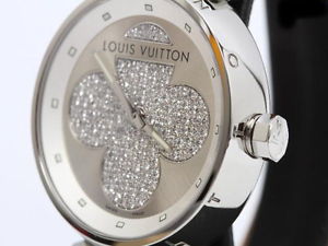 Authentic LOUIS VUITTON Tambour Forever　Diamond Ladys Watch Q131P Ultra Rare