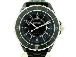 Auth CHANEL Ceramic Rubber Belt Ji2 Wristwatch H0684 Automatic Men