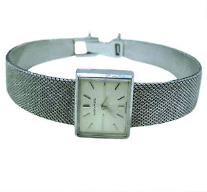 VINTAGE MOVADO BACKWINDER 18K WHITE GOLD LADIES WATCH MECHANICAL NOS RARE