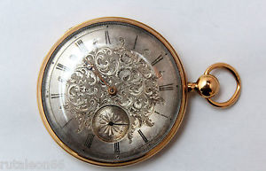 Vintage original pocket watch yellow gold 18ct 750 52mm.(with bell alarm)