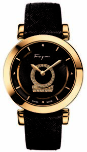 Ferragamo Women's FQ4080013 Minuetto Diamond Gold IP Leather Wristwatch