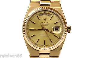 ROLEX OYSTERQUARTZ DAY-DATE 19018 original 18K gold wristwatch (Fully serviced)