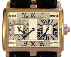 ROGER DUBUIS 18k ROSE GOLD DUAL TIME POWER RESERVE WATCH