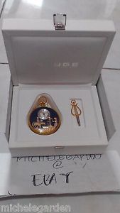 Charles Reuge Gold Plated Pocket Watches Small Dark Blue Automatic Musical Alarm