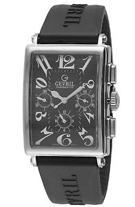 Gevril Men's 5012R AVENUE OF AMERICAS Automatic Chronograph Black Rubber Watch