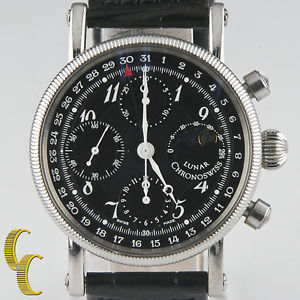 Chronoswiss Lunar Chronograph Stainless Steel Men's Watch w/ Leather Band