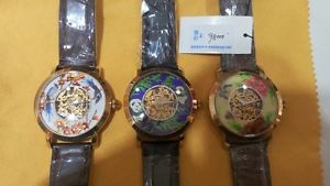 Beijing SHANKU 40 Man Wristwatch Handwind Skeleton Dial Cloisonne Enamel 18KGold