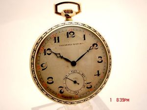 TAVANNES 17J MANUAL WIND ENAMEL & 14K SOLID GOLD 46MM SWISS MADE POCKET WATCH