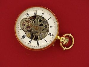 ANTIQUE 18K  YELLOW GOLD 1756 ROMAN NUMERALS POCKET WATCH
