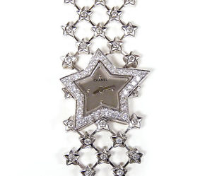 AUTHENTIC CHANEL STAR LADIES WRISTWATCH 18K WHITE GOLD AND DIAMONDS