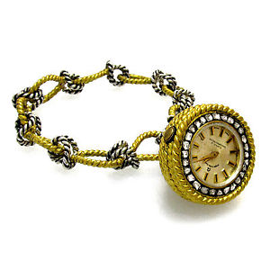 24KGOLD, 925STERLING SILVER RARE HANDMADE 1950-60'S WATCH WITH 28UNCUT DIAMONDS