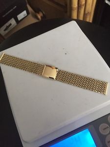 17mm Wide Solid 14K 585 Yellow Gold Mesh Link Watch Band 42.8 Grams - 6.1/4