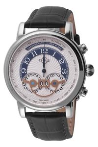 GV2 By Gevril Men's 8101 Montreux Chronograph Black Leather Date Wristwatch