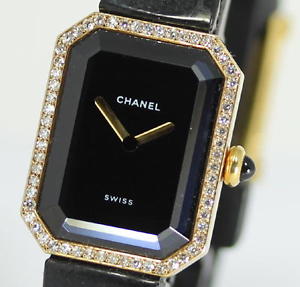 Auth CHANEL Premiere K18YG 750 Diamond Leather Lady's Quartz Watch_267199