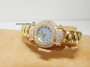 Audemars Piguet 18K Classi ladies vintage with MOP sapphire dial diamond bezel.