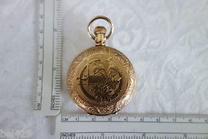 Antique 14k waltham pocket watch ornate triple case