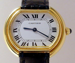CARTIER VINTAGE LADY MECCANICO IN ORO GIALLO CINTURINO COCCO