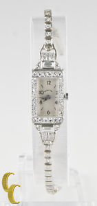 Hamilton Women's Vintage 14k White Gold Diamond Hand-Winding Watch