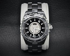 Chanel Horlogerie J12 Diamond Dial Black Ceramic Automatic Watch 38mm ref.H1757
