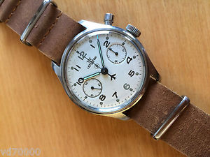 Very rare and nice Lemania Broad arrow issued Royal Navy single pusher chrono