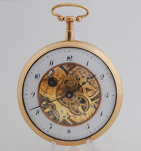 UNICO VERGE FUSEE JAQUET DROZ SONERIA ORO 18K  DOBLE ESQUELETO DE 1785.