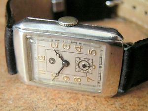 Vintage Fine TUTIMA Gents Rectang. Wrist Watch, Silver 0.900, UROFA 522, 1930's