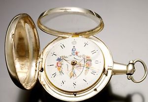 Rare Thomas Appleby Watch Verge Fusee Sterling Silver Case Painted Dial Antique