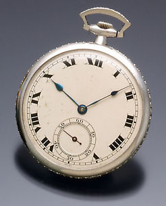 Platinum Case with 2.5 Cts. Diamonds On Outer Edge Haas Pocket Watch CA1910