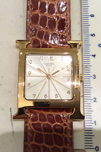 Hermes Heure H 1.585 orologio rettangolare nuovo oro 18 Kt cinturino cocco - 35%