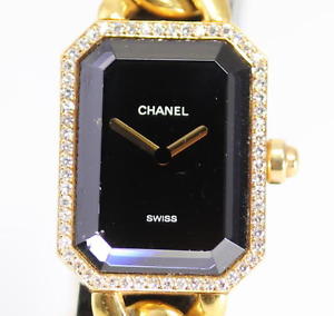 Luxury!CHANEL Premiere 18K solid gold Diamond bezel XLsize Ladies Vintage_236727