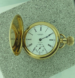 WALTHAM POCKET WATCH VINTAGE14k SOLID GOLD appx 54MM HUNTER CIRCA 1800 RARE