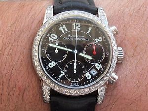 RARE GIRARD PERREGAUX MANIFACTURE AUTOMATIC CHRONOGRAPHE REF.8021,DIAMOND 2.93ct