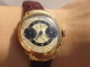 RARE VINTAGE COLLECTION UNIVERSAL GENEVE CHRONOGRAPH 166 SOLID GOLD 18K PICOLINO