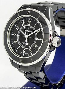 Ladies Chanel "J-12" Watch - Ceramic / Auto / Date - 40mm / Factory Pouch