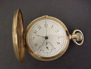 Nice! Agassiz Chronograph Pocket Watch - Stop Watch - 14K Full Hunting Case