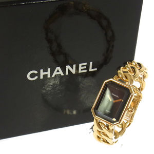 Authentic CHANEL Vintage Premiere Gold Chain Wristwatch 750 K18 Quartz RG00018