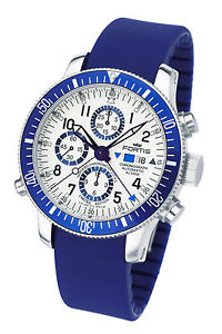 Fortis Mens 641.10.92 SI.05 B-42 Diver Automatic Chrono Blue Silicone Band Watch