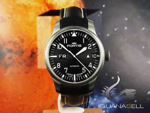 Fortis F-43 Automatic Watch, F-2018, Black, Leather strap, Limited Edition