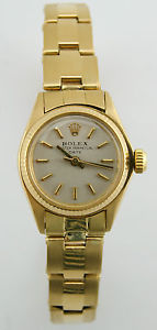 Rolex Vintage Ladies Oyster Perpetual Gold 18k Diam 24mm