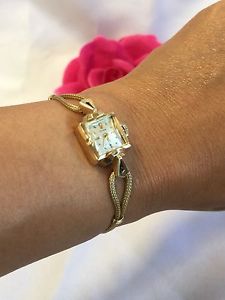 Beautiful Vintage CYMA Solid 14K Yellow Gold Hand Woven Ladies Watch 6" Running