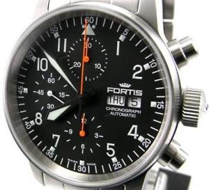 New Fortis  597.11.11M Flieger Chronograph Automatic SS Black Dial Men Watch,AS