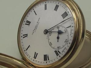 9carat Gold Thomas Russell & Son Full Hunter Pocket Watch Serviced 17 Jewels