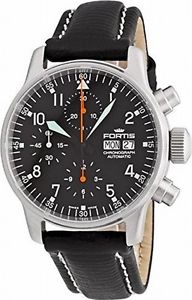 Fortis Men's 597.11.11 L.01 Flieger Automatic Chronograph Black Leather Watch