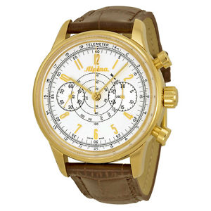 Alpina Heritage Pilot  Chronograph Automatic Brown Leather Mens Watch AL-860S4H5