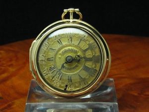 GRAHAM LONDON 18kt 750 GOLD OPEN FACE SPINDELTASCHENUHR MIT SCHNECKE & KETTE