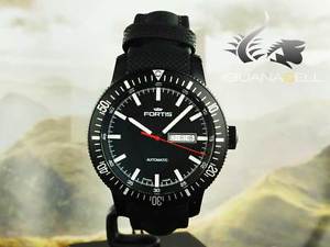 Fortis Monolith Automatic Watch, ETA 2836-2, PVD, Black, Textile strap